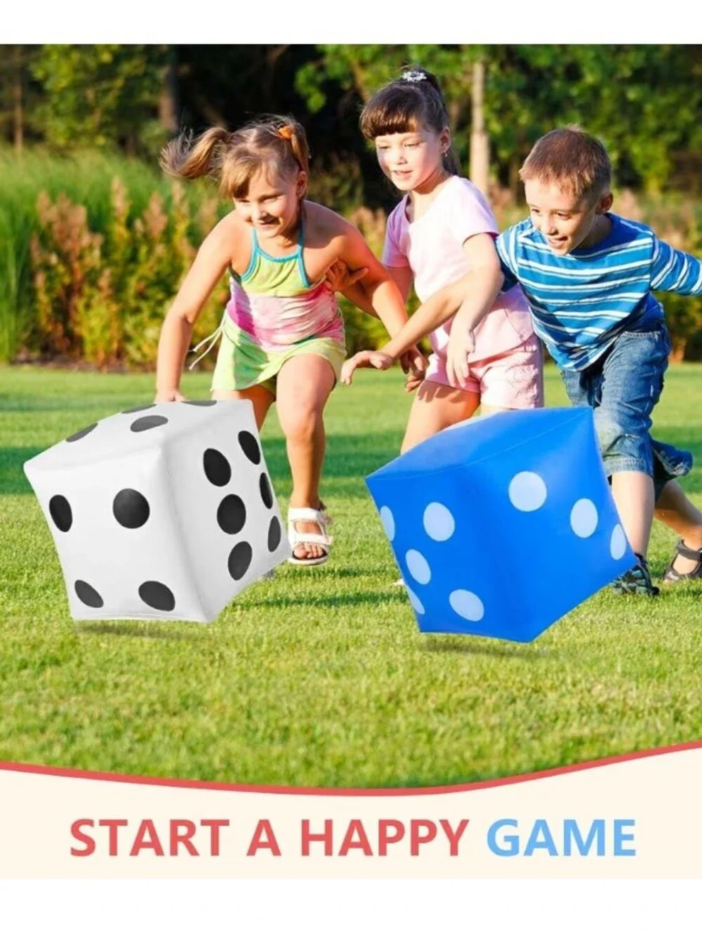 NWT, 3 Piece Inflatable Dice - White, Blue & Red